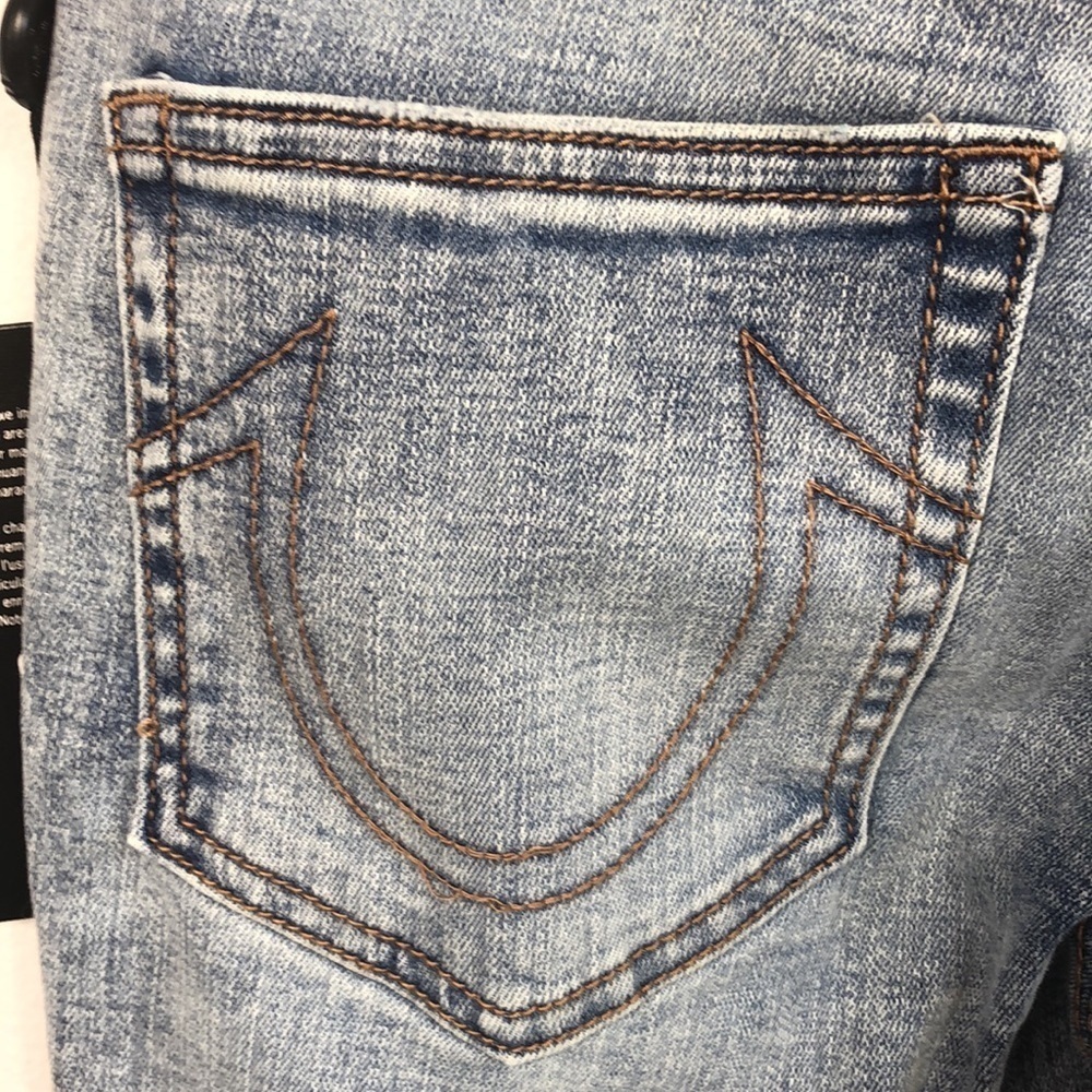 NWT TRUE RELIGION Jenny Curvy Jeans Mid Rise Skinny Vintage Light Wash 26 Fray - Picture 7 of 12